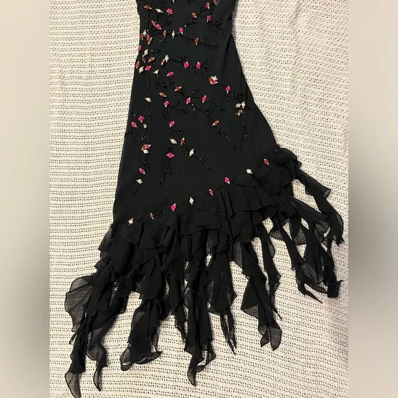 Vintage 90’s Y2K 100% Silk Dress Rose Vintage Beaded Dress Silk Slip Dress Fairy - Picture 9 of 17